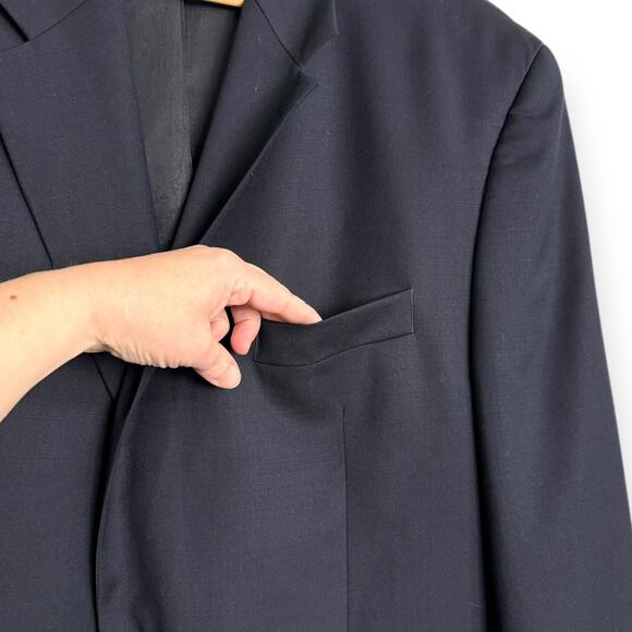 Chaps 100% Wool Navy Blue Gold Buttons Vented Preppy Blazer Men's Size 44L - Picture 5 of 13